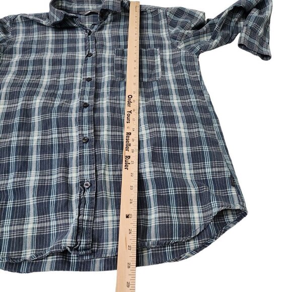 The North Face Top Womens Medium Flannel Button Up Shirt White Plaid Cuff Sleeve - Picture 11 of 12